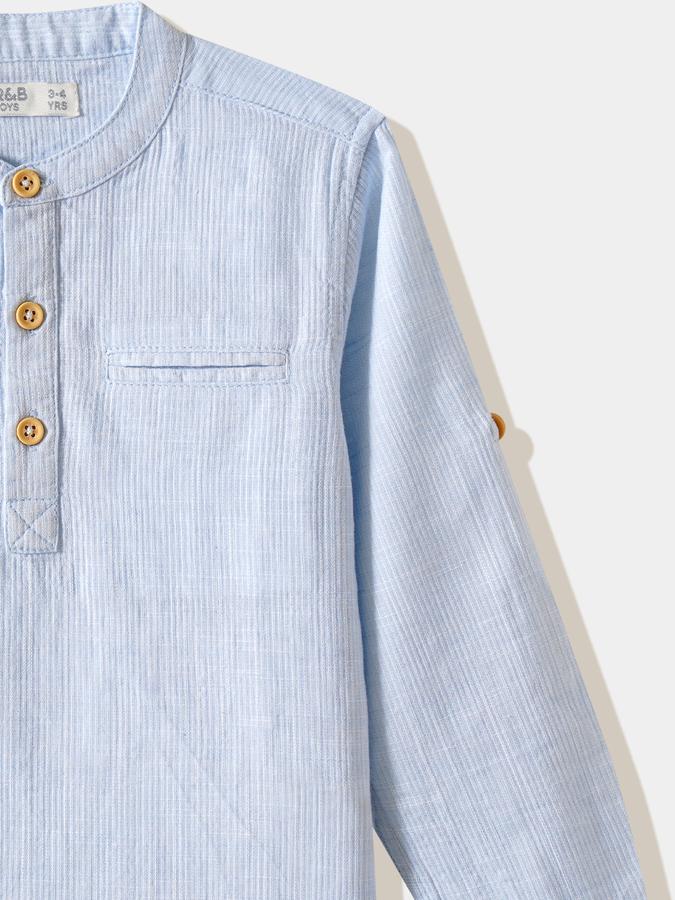 Boys Cotton Regular Fit Long Sleeve Striped Shirt