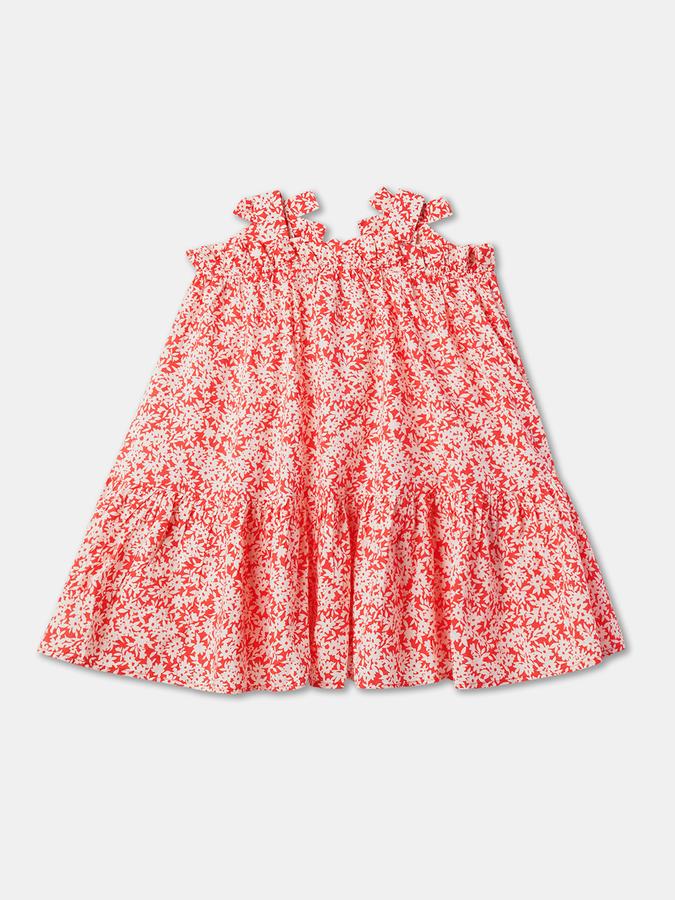 Girls Floral Print A-Line Dress image number 1
