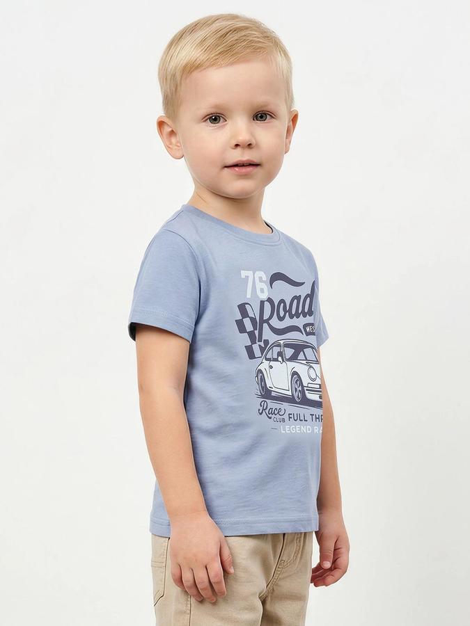 R&B Boys Blue Short Sleeve Round Neck Car Graphic Print T-Shirt