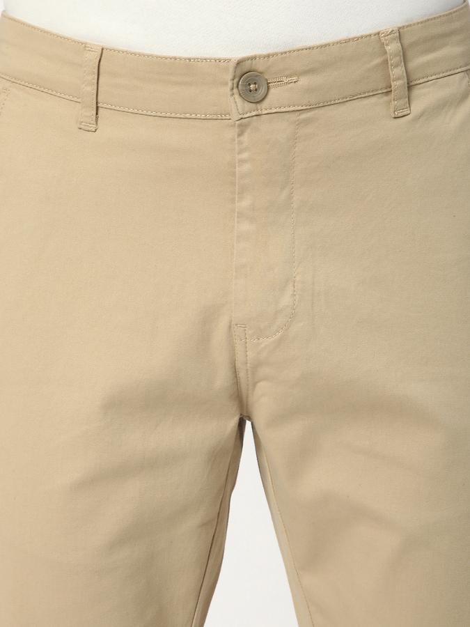 Men Cotton Regular Fit Flat Front Solid Trousers