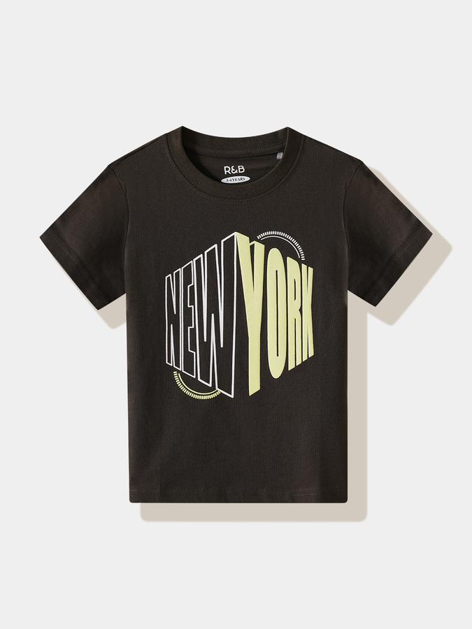 Boys Cotton Regular Fit Crew Neck Graphic T-shirt