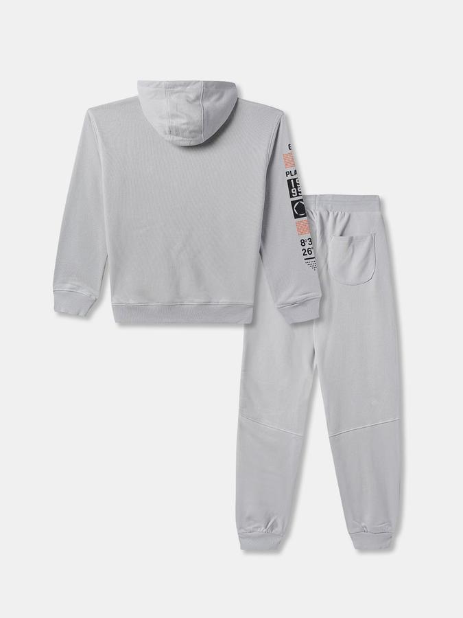 Boys Graphic Print Hooded SweaT-Shirt with Joggers Fashion Set