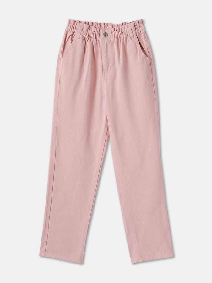 Boys Regular Fit Solid Elastic Waist Trouser