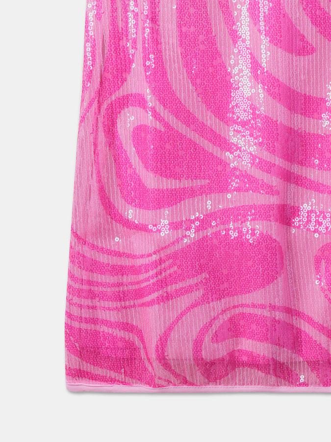 Girls Polyester Regular Fit Crew Neck Sequined Dress