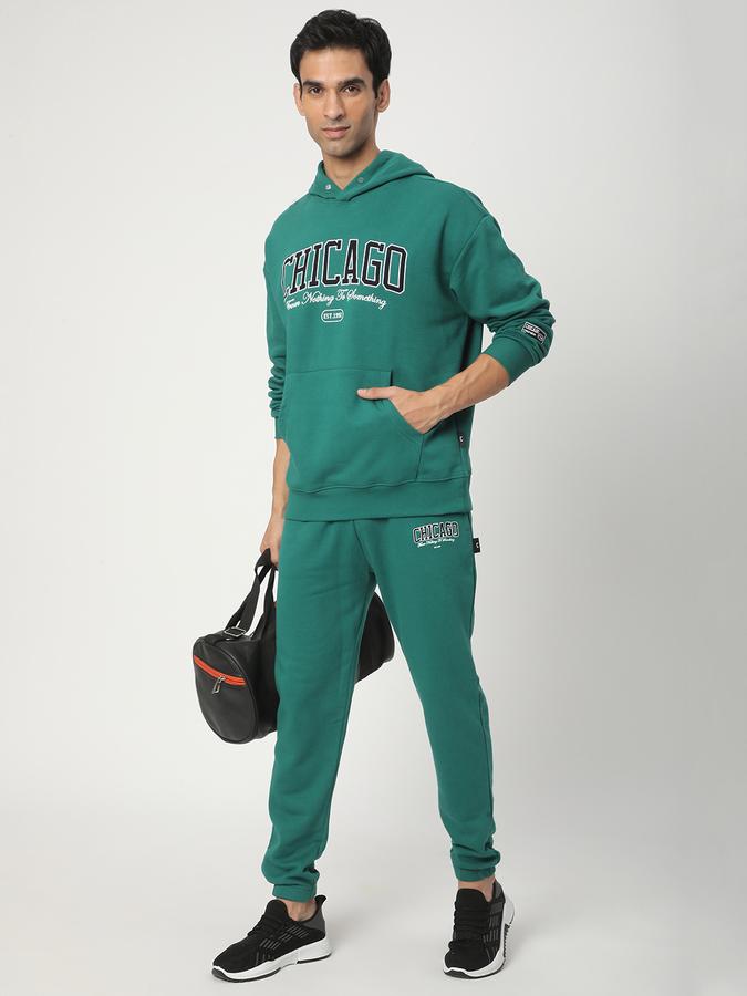 Men Fleece Regular Fit Hooded Graphic Sweatshirt