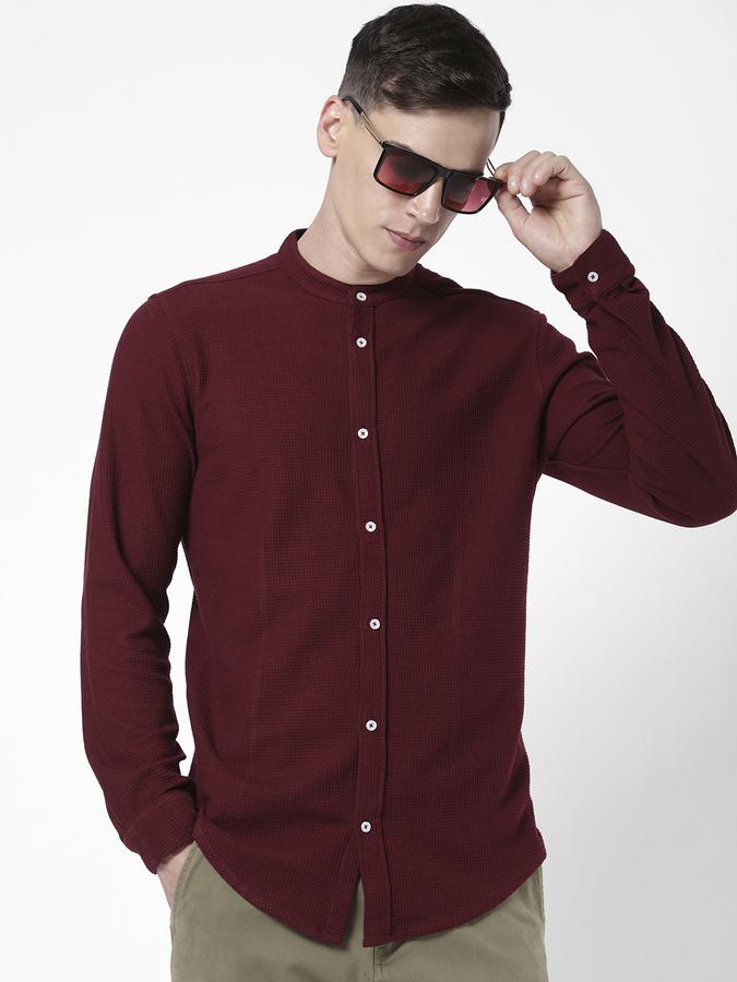 R&B Men Maroon Casual Shirts