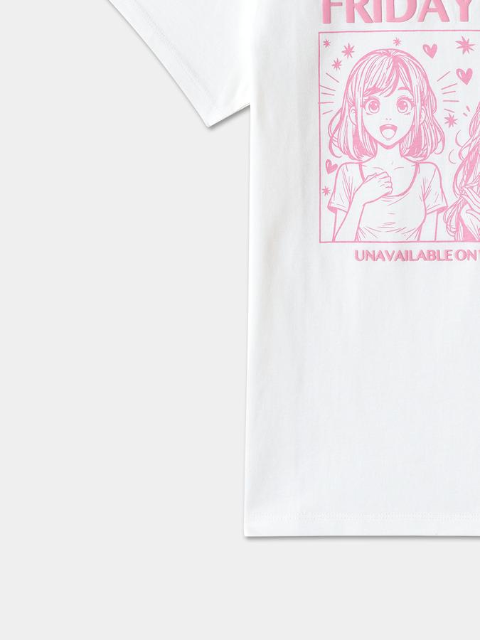 Printed T-Shirt with Crew Neck and Short Sleeves image number 3