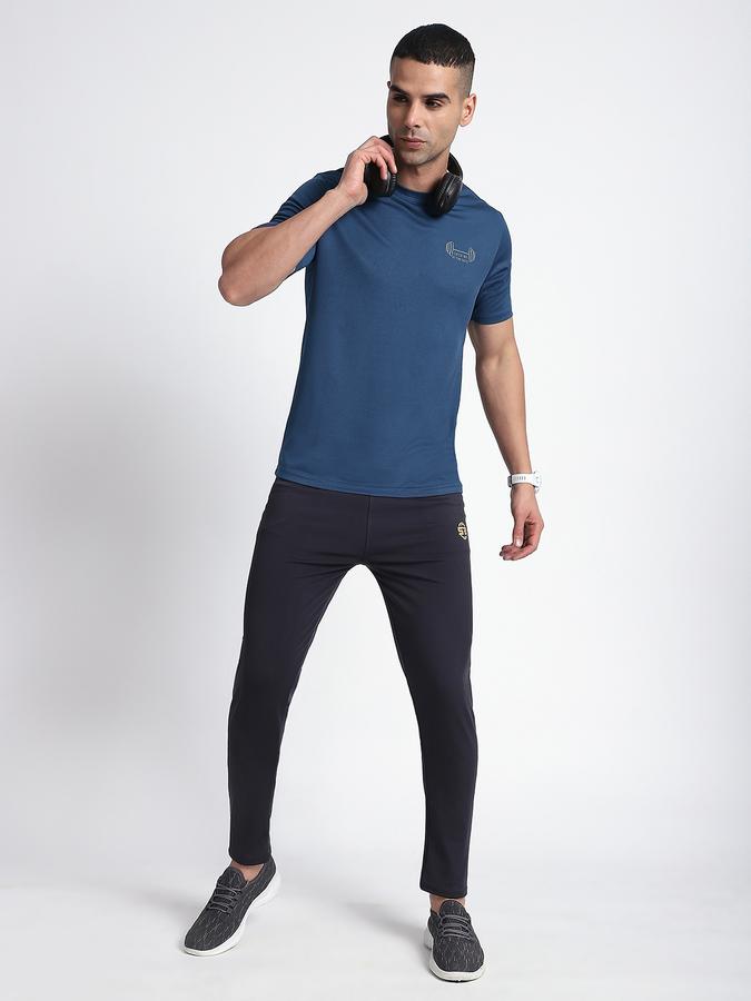 Men Polyester Regular Fit Crew Neck Solid T-shirt