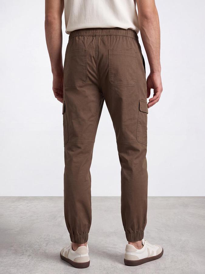 R&B Men Coffee Brown Mid Rise Regular Fit Cargos