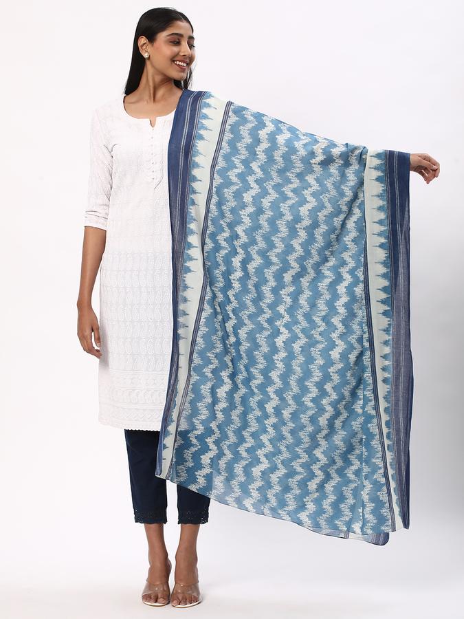 Women's Cotton Ikat Printed Bordered Hem Dupatta