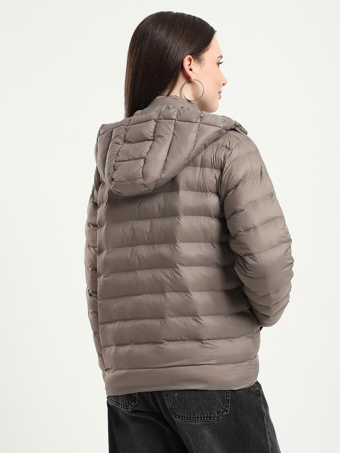 R&B Women Grey Solid Puffer Jacket