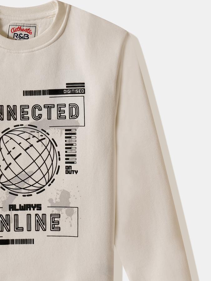 Boys Cotton Blend Relaxed Fit Crew Neck Graphic Sweatshirt