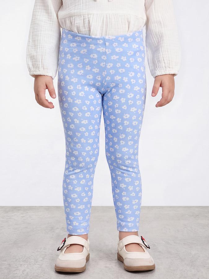 R&B Girls Blue Floral Print Elasticated Waist Leggings
