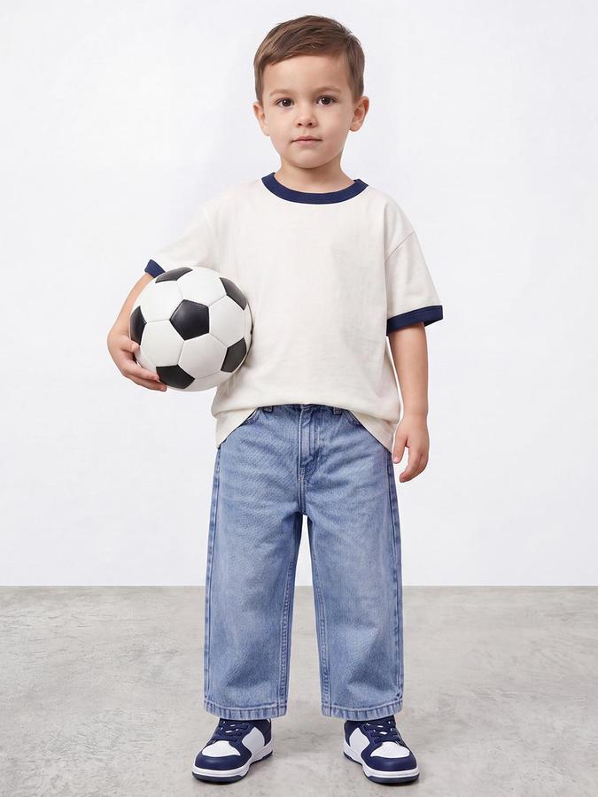 R&B Boys Light Blue Relaxed Fit Mid-Rise Denim Jeans