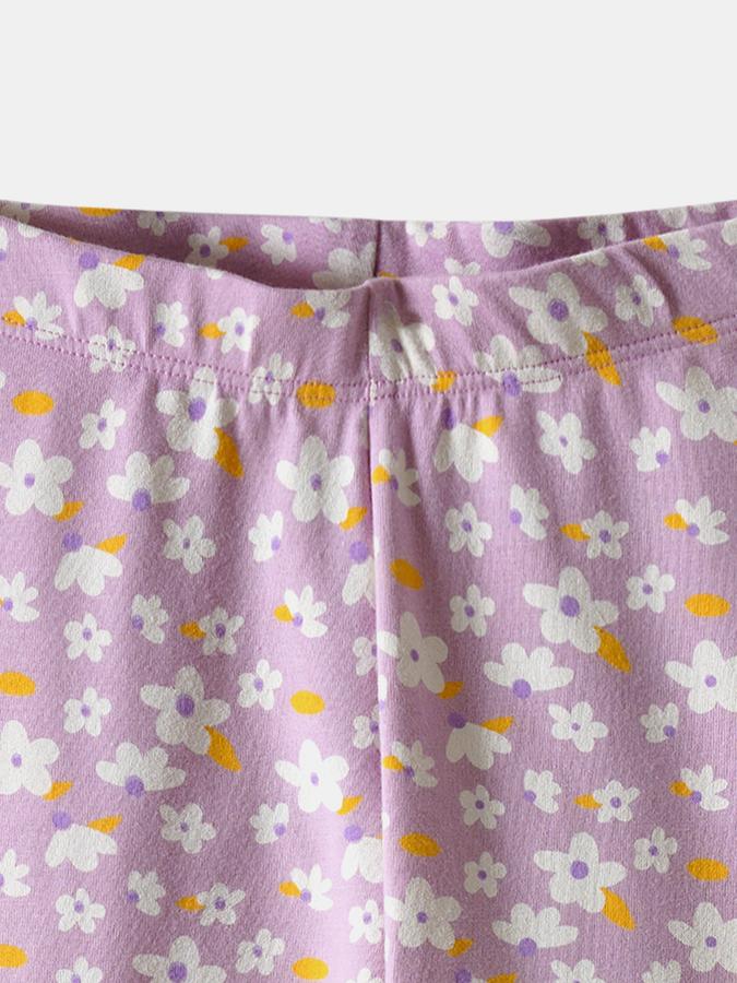 Girls Cotton Blend Skinny Fit Elastic Waist Printed Leggings