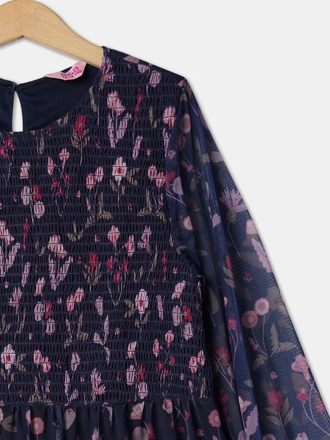 Girls Floral Print A-Line Dress image number 2