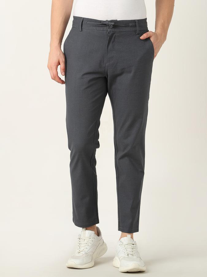 Men Slim Fit Flat-Front Trousers image number 0