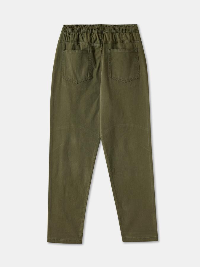Boys Twill Regular Fit Drawstring Waist Clean Hem Trousers
