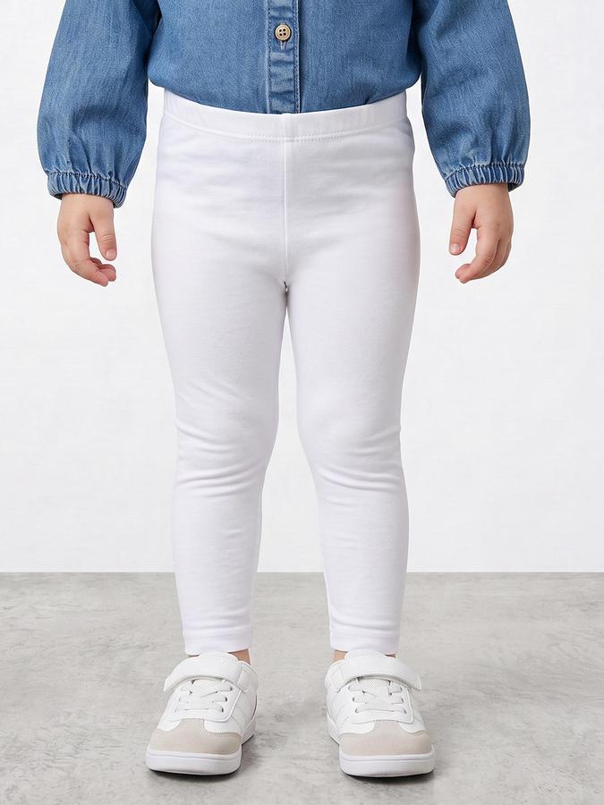 R&B Girls Solid White Ankle Length Leggings