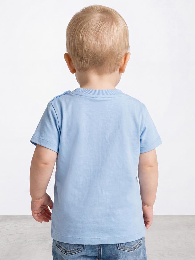 R&B Boys Blue Graphic Printed  Short Sleeves Pure Cotton T-shirt