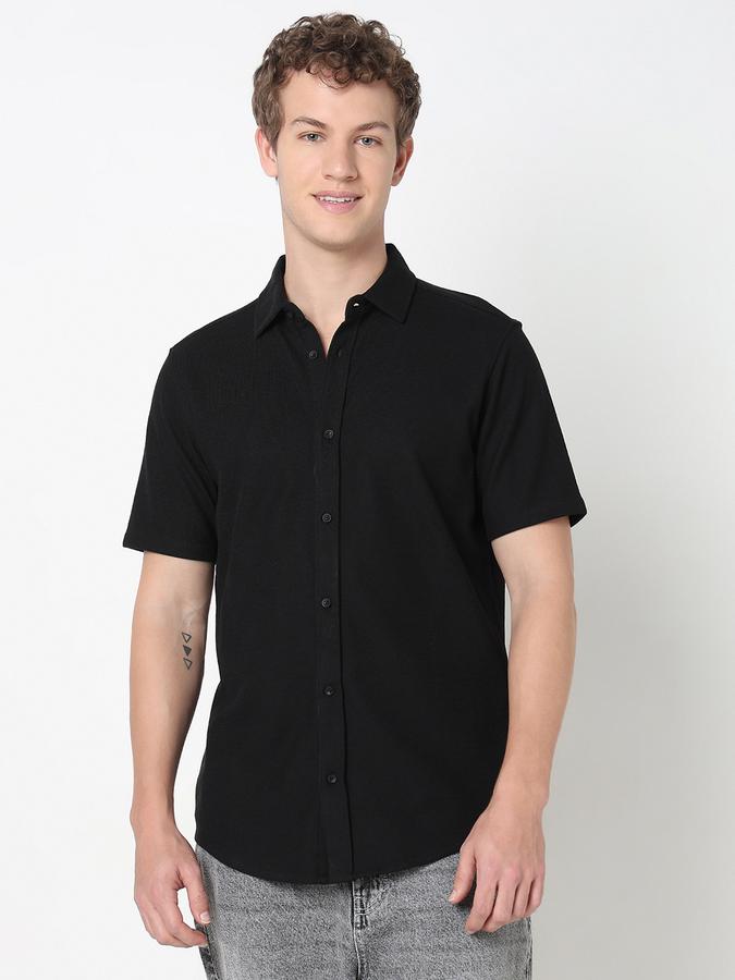 R&B MEN'S YOUNG Short Sleeve KNIT TEXTURE SHIRT