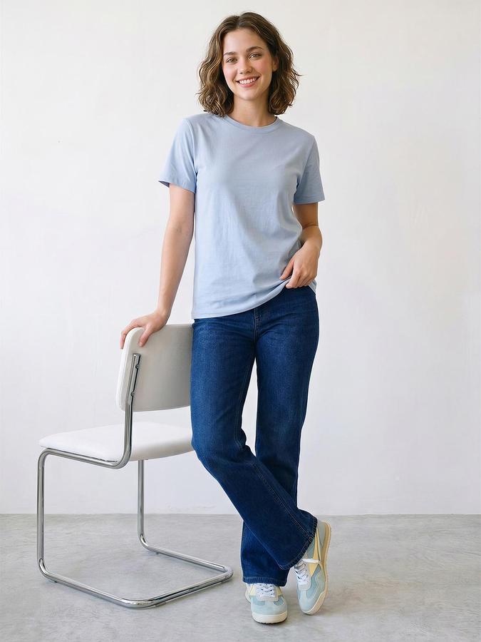 R&B Women Mid Blue Flared Bottom Denim Jeans
