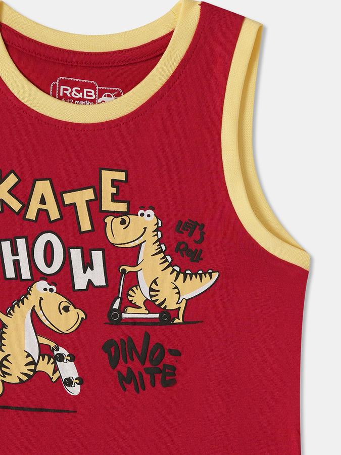 Boys Regular Fit Sleeveless Crew Neck Graphic T-Shirt