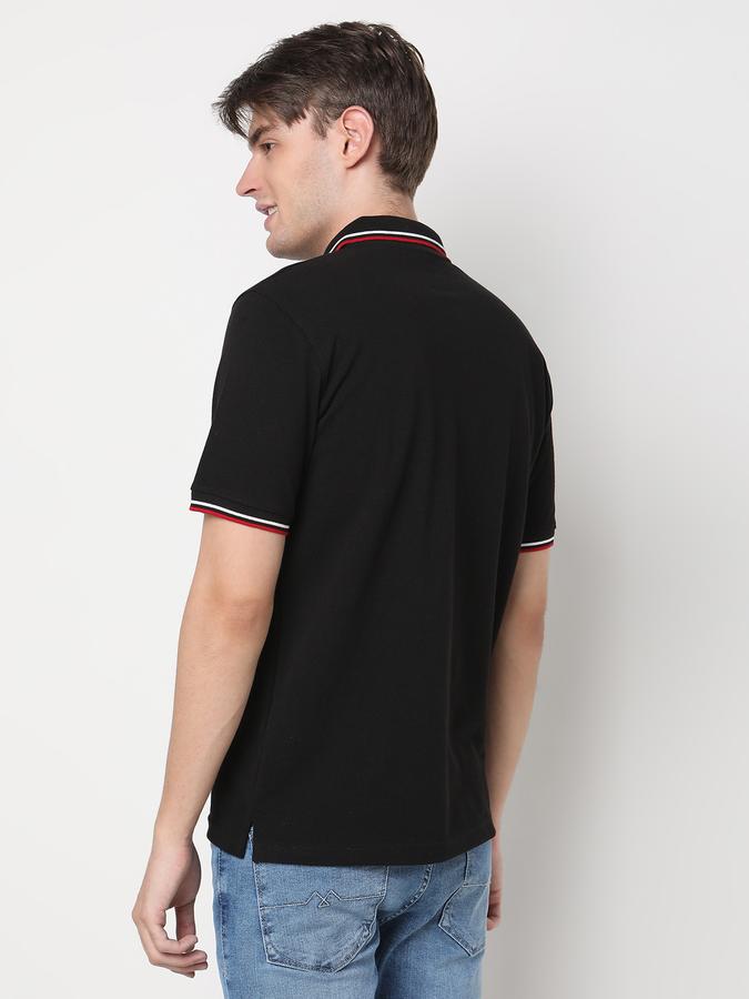 Men Regular Fit Polo T-Shirt with Ribbed Hem image number 3