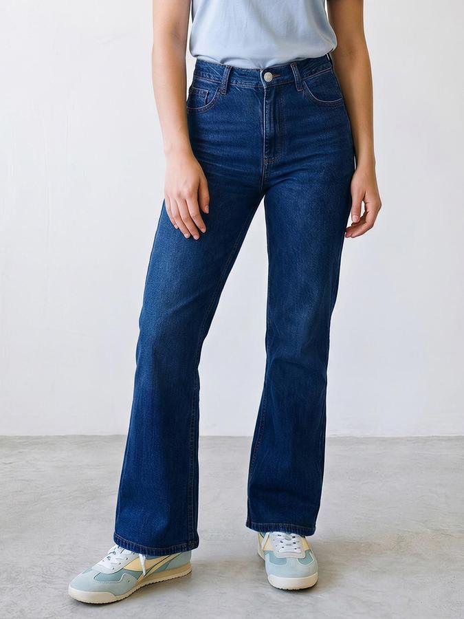 R&B Women Mid Blue Flared Bottom Denim Jeans
