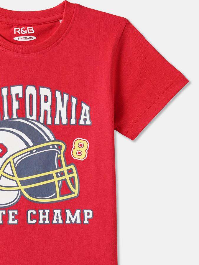 Boys Cotton Regular Fit Crew Neck Graphic T-shirt