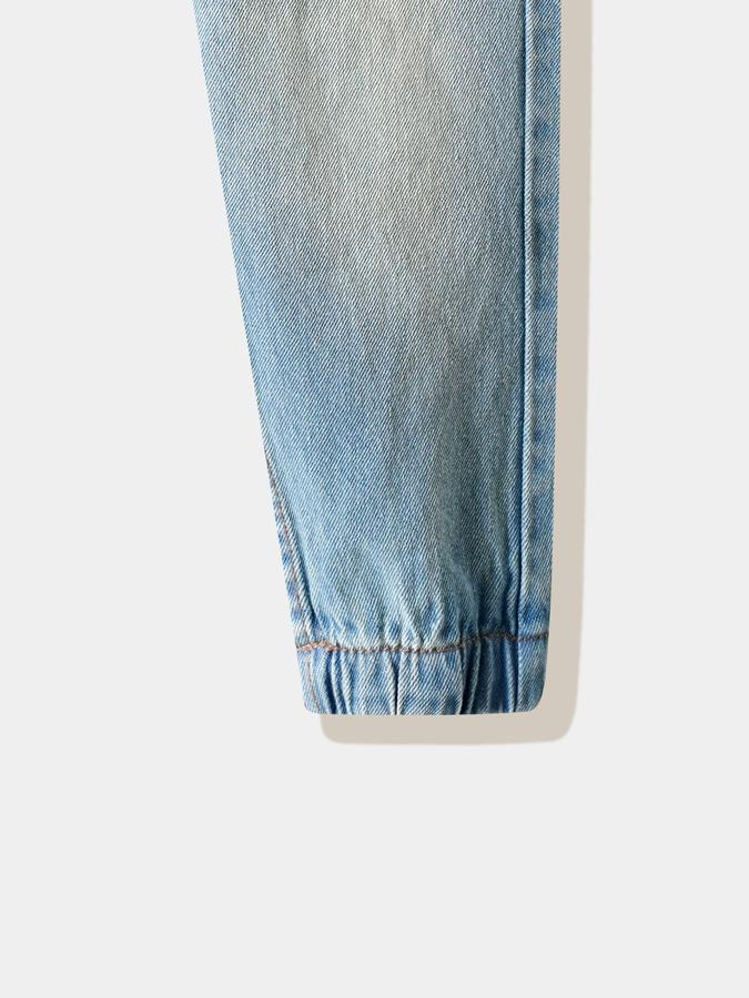 Boys Cotton Blend Regular Fit Drawstring Waist Jogger Cuff Jeans