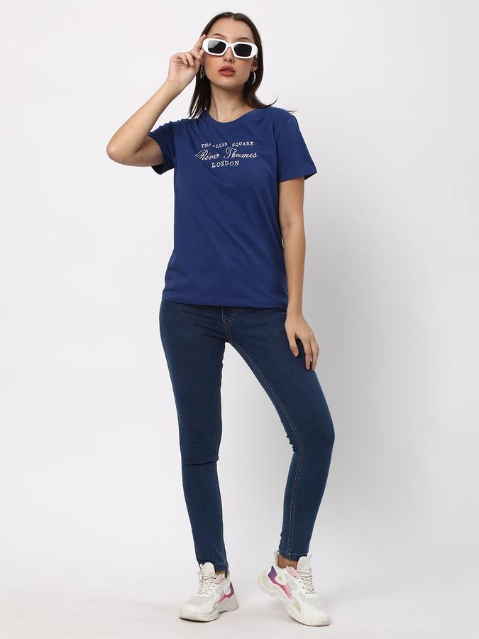 Women Typographic Print Round-Neck T-Shirt image number 1