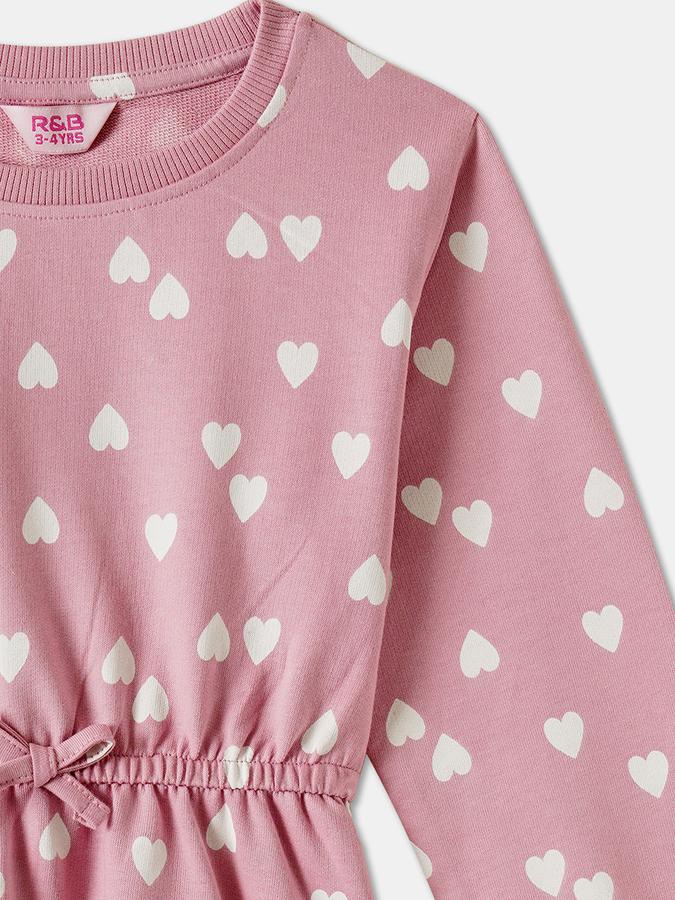 Girls Cotton Regular Fit Round Neck Printed Dress