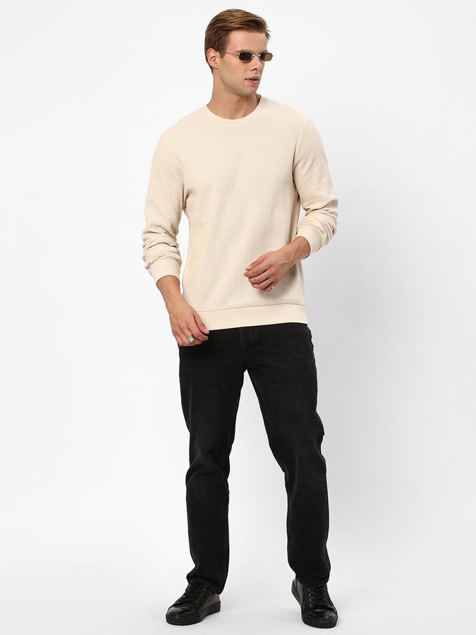 Men Cotton Regular Fit Crew Neck Solid Sweatshirt