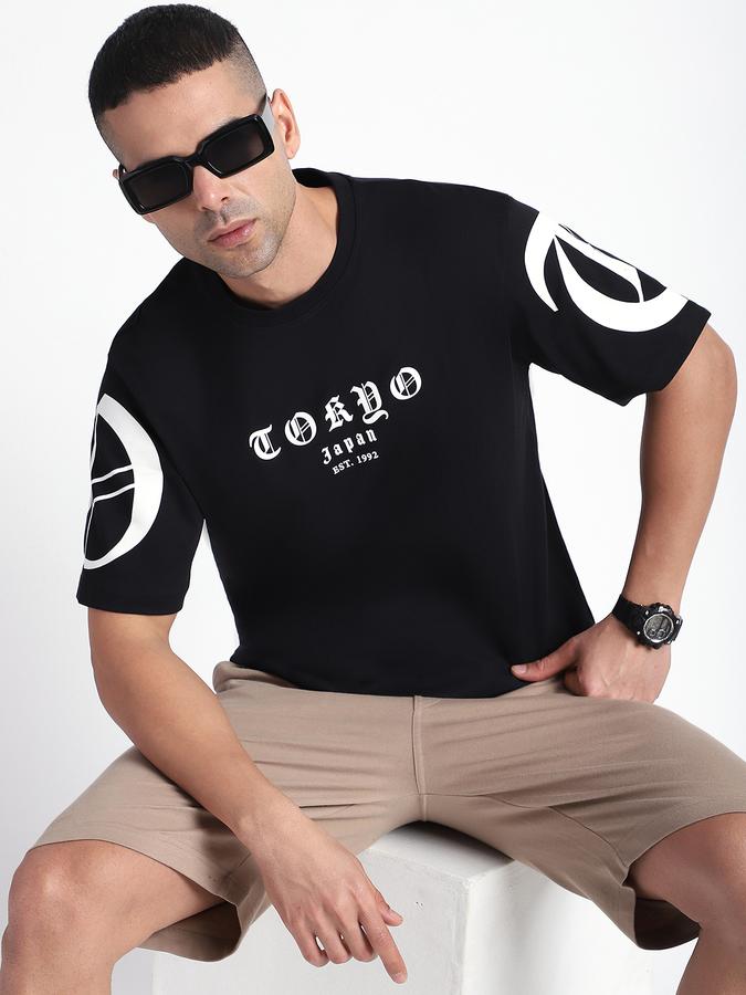 R&B Men's Black Printed T-Shirt