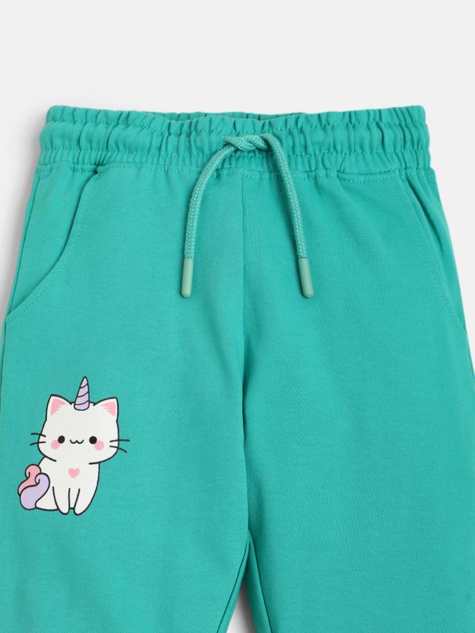 Girls Graphic Print Slim Fit Flat-Front Pants image number 2