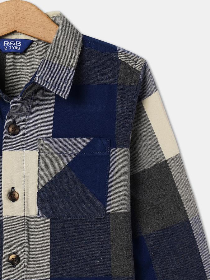 Boys Flannel Regular Fit Long Sleeve Checked Shirt