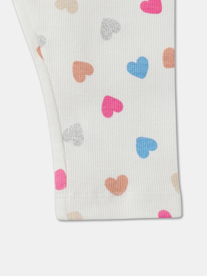 Girls Heart Print Leggings with Elasticated Waist image number 2