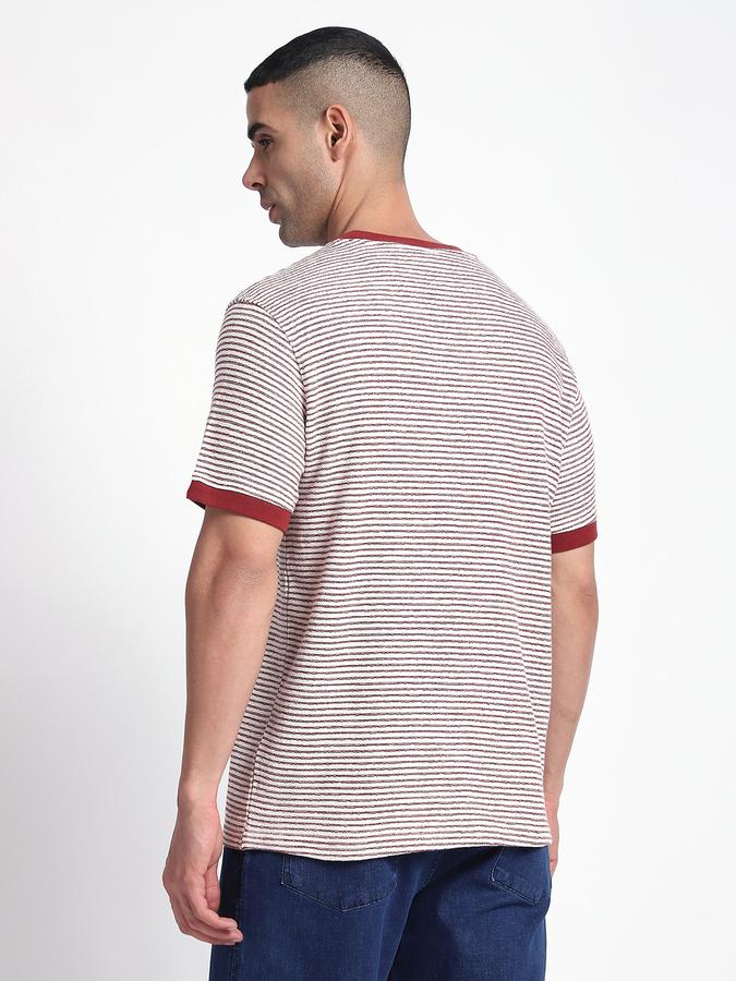 R&B Men's Plum Striped T-Shirt