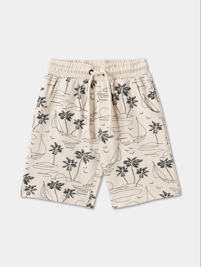 R&B Beige Printed Boys Clothing Set