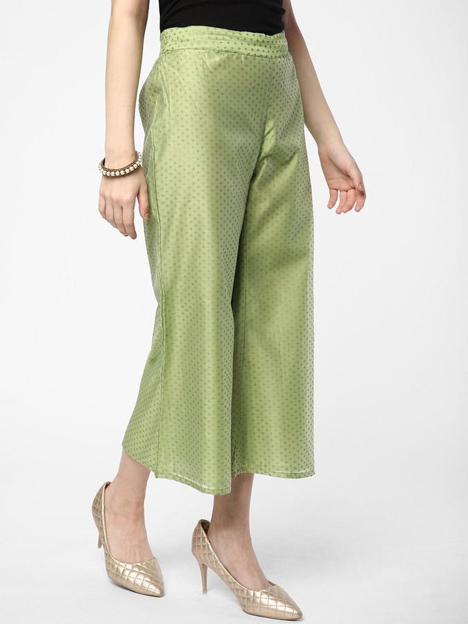 R&B Women Green Printed Wide Leg Palazzos