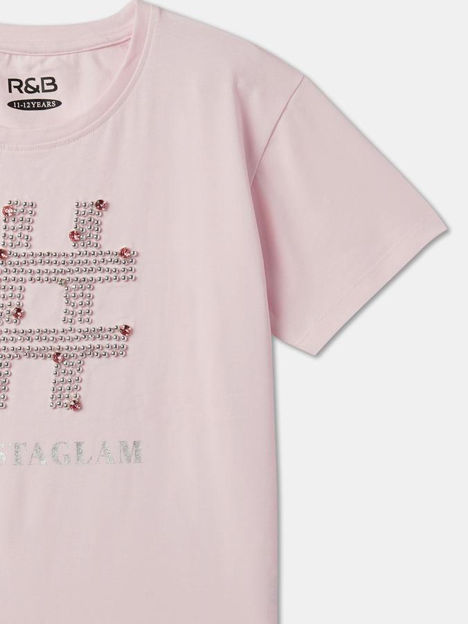 Girls Cotton Regular Fit Round Neck Graphic Top