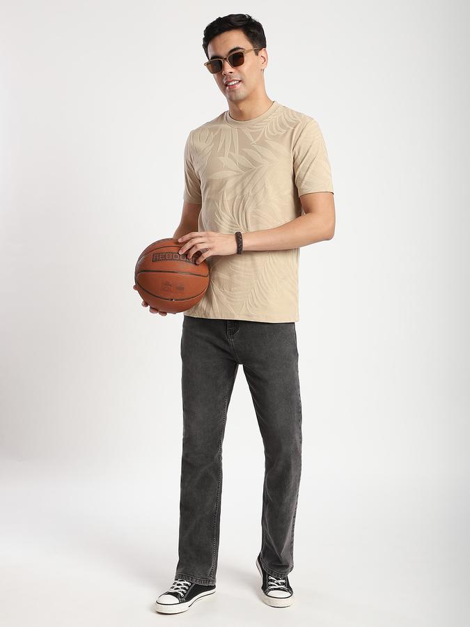 Men Cotton Regular Fit Crew Neck Tropical Print T-shirt