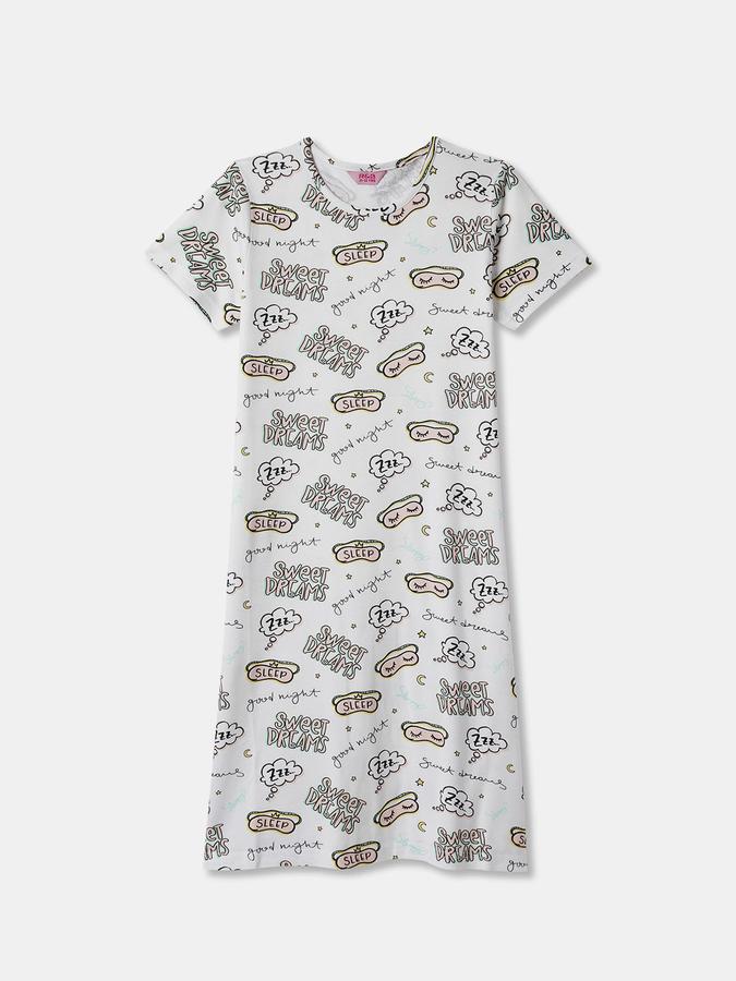 Girls Cotton Short Sleeve Graphic Nightdress
