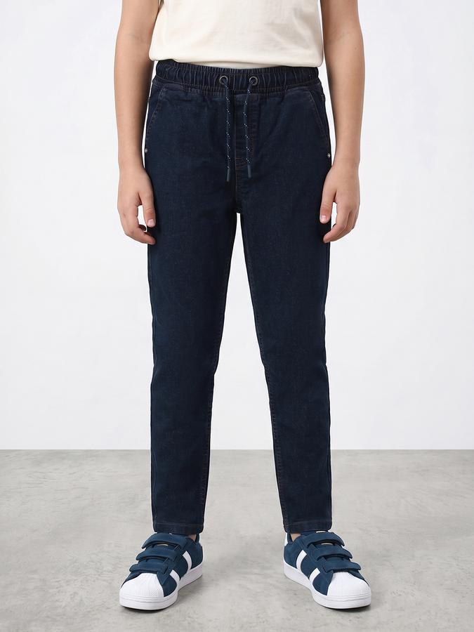 R&B Boys Dark Blue Solid Mid Rise Stretchable Jeans