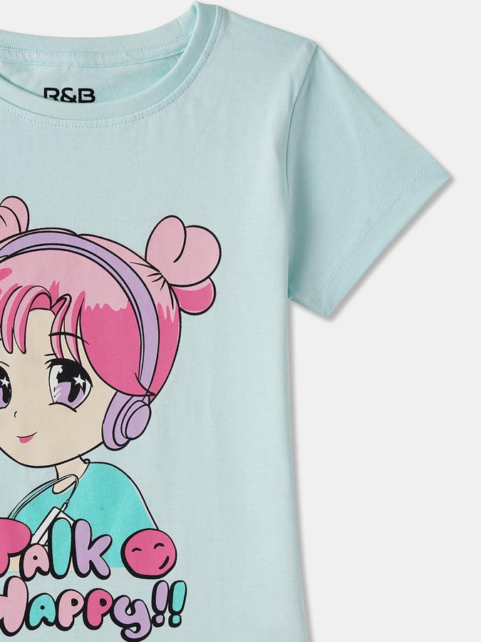 R&B Girls Graphic Print Pure Cotton Regular T Shirt image number 2