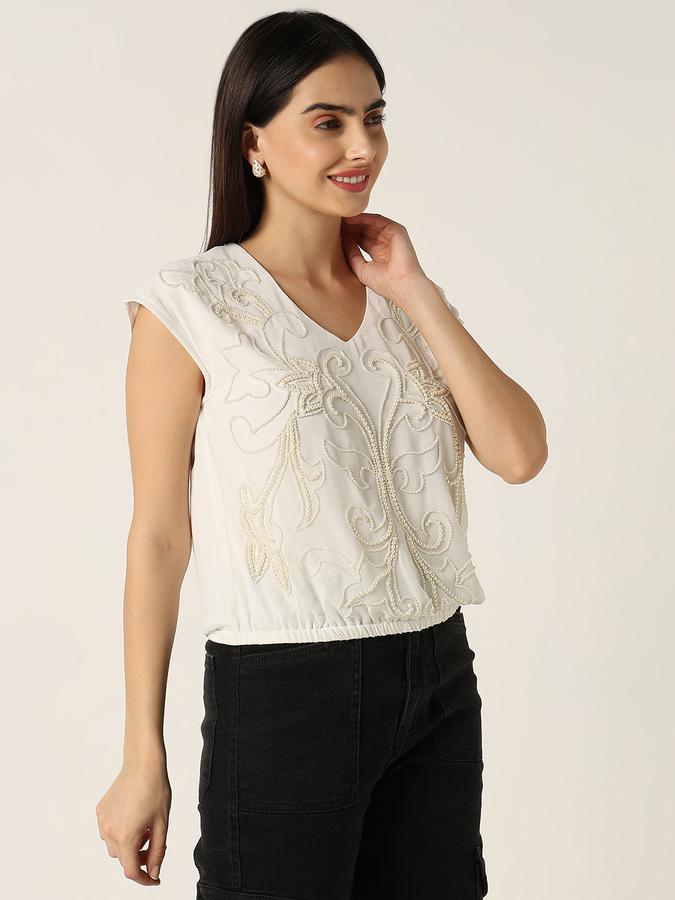 R&B Women Ivory Embroidered Top