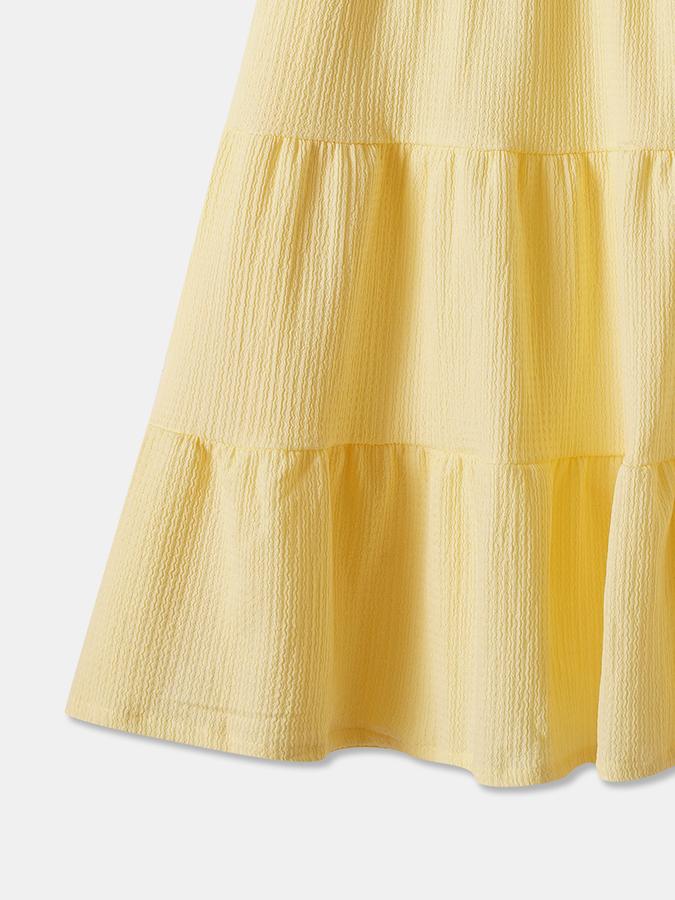 Girls Polyester A-Line Round Neck Tiered Dress