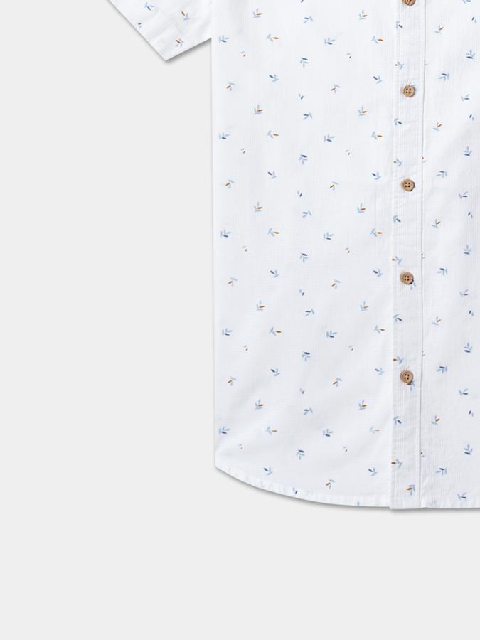 Boys Leaf Print Relaxed Fit Shirt with Welt Pocket image number 3