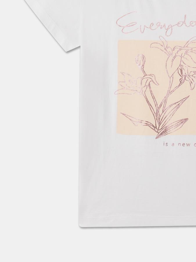 Girls Cotton Regular Fit Crew Neck Graphic T-shirt